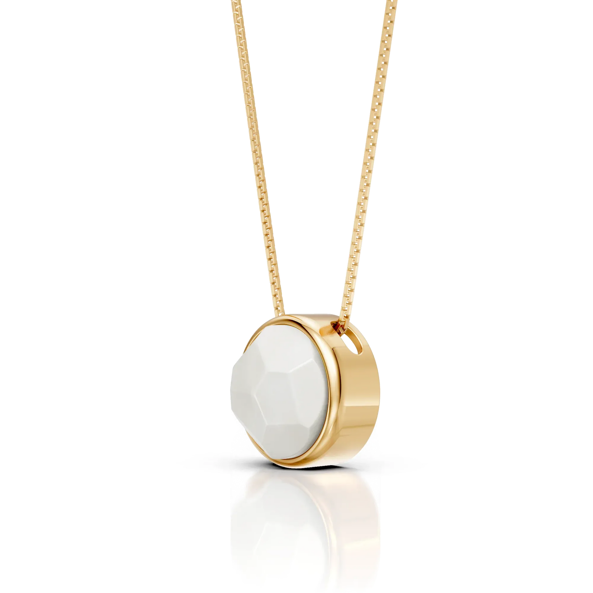 Colar Classic - Ágata Branca — Ouro 18K | Aimer Joias | semijoia feminina pedra natural
