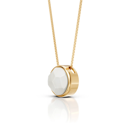 Colar Classic - Ágata Branca — Ouro 18K | Aimer Joias | semijoia feminina pedra natural