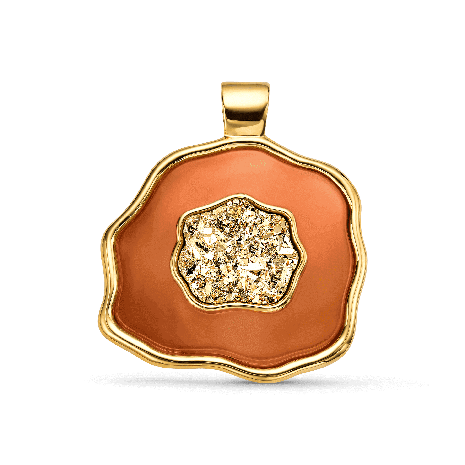 Pingente Ixchel com Ágata Vermelha e Drusa Ouro em banho ouro 18k | Aimer Joias