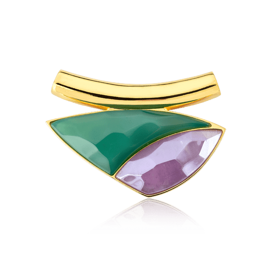 Pingente Magnólia - Ágata Verde com Ametista Semijoias de luxo e design exclusivo