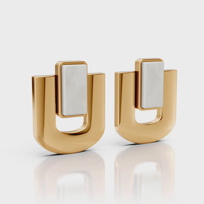 Brinco Estrutura - Porcelana Branca | Semijoia Banhada a Ouro 18K