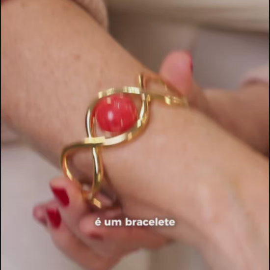 Vídeo 360° do bracelete Supernova com Feldspato Vermelho (vista 3)