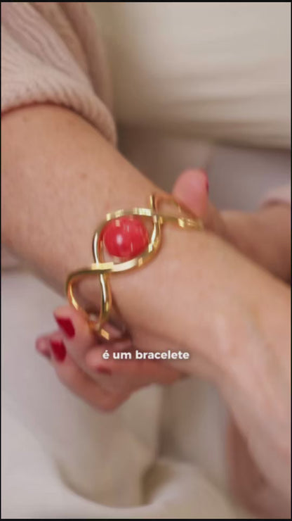 Vídeo 360° do bracelete Supernova com Feldspato Vermelho (vista 3)