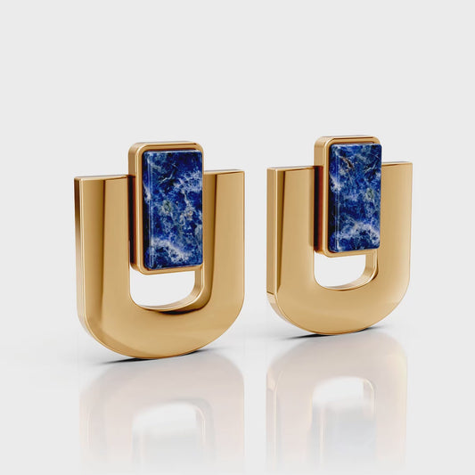 Brinco Estrutura - Sodalita | Semijoia Banhada a Ouro 18K