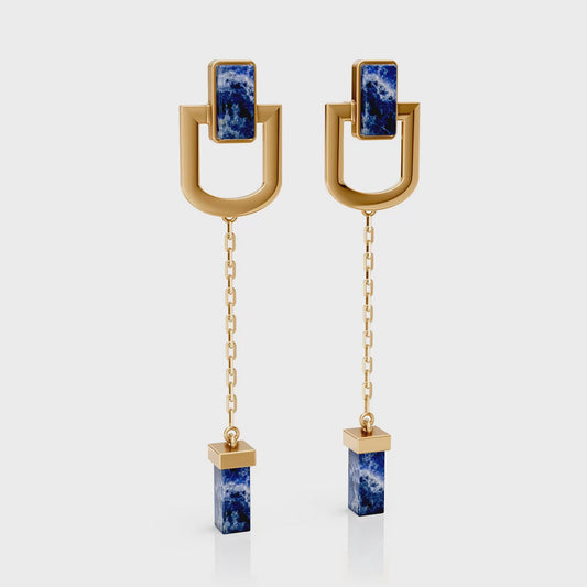 Brinco Presença - Sodalita | Semijoia Banhada a Ouro 18K
