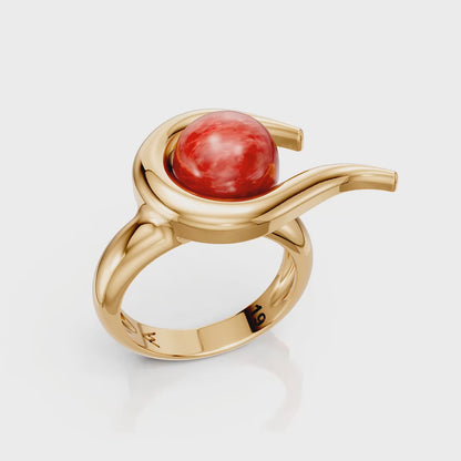 Vídeo 360° do anel Órbita com Feldspato Vermelho
