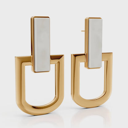 Brinco Elos - Porcelana Branca | Semijoia Banhada a Ouro 18K