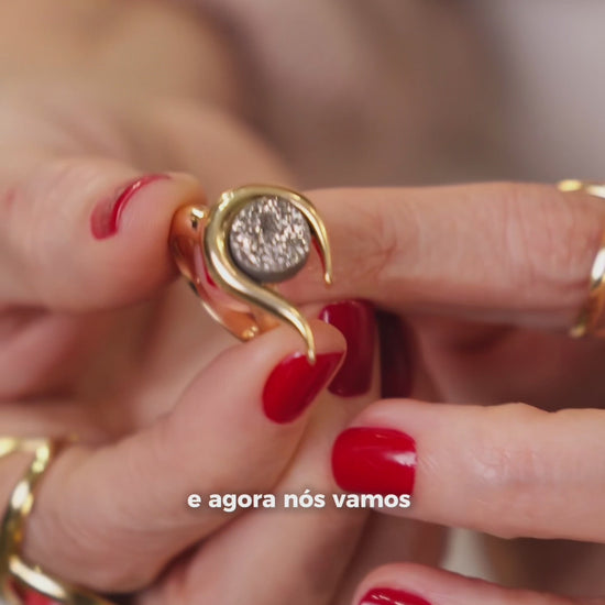 Vídeo 360° do anel Órbita com Drusa Metalizada (vista 3)