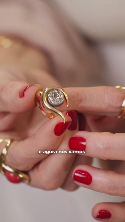 Vídeo 360° do anel Órbita com Drusa Metalizada (vista 3)