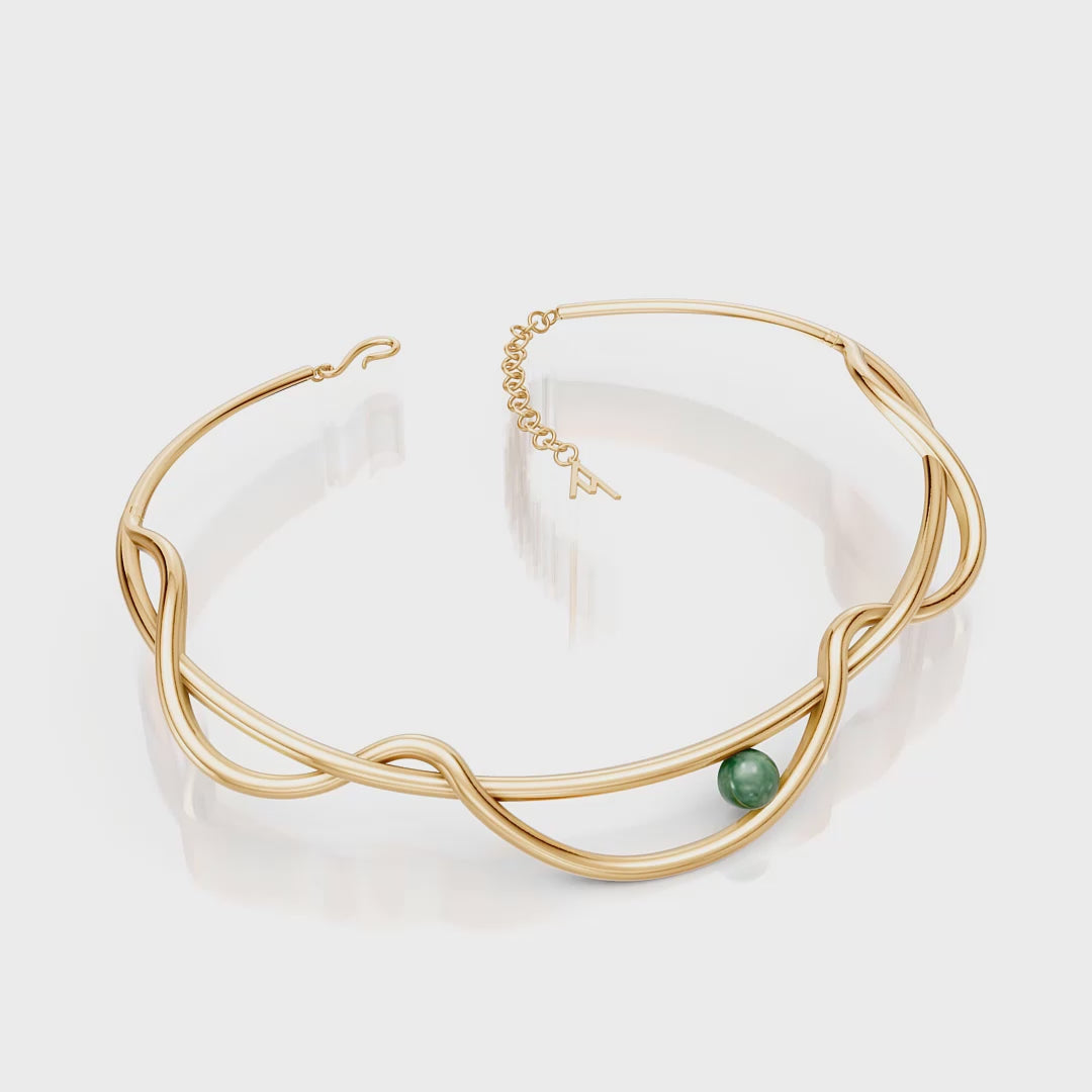 Vídeo 360° do colar Choker Aurora com Quartzo Verde
