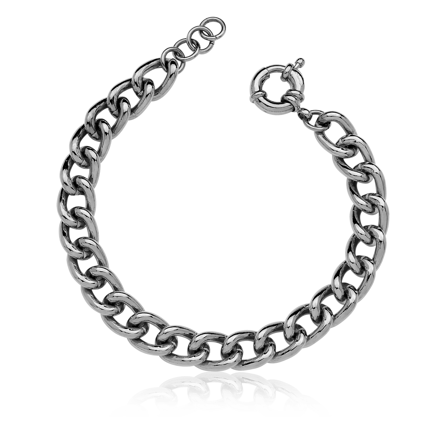 Pulseira Corrente Grumet Banhado a Ródio Semijoias de luxo e design exclusivo
